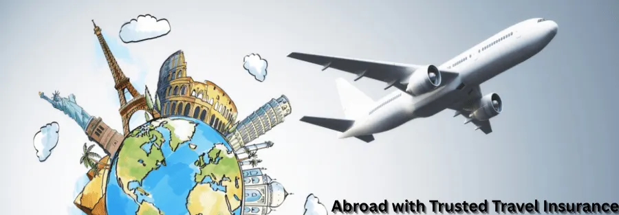 “Traveler holding passport and luggage with travel insurance documents, symbolizing protection and safety during international trips abroad.”