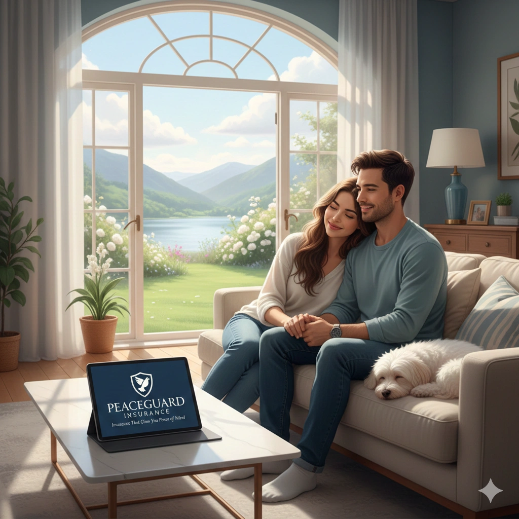 Insurance that gives you peace of mind showing protected family, health security, financial stability, and stress-free living through reliable insurance coverage.