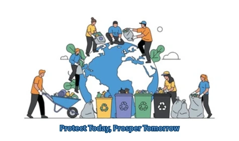 protect today prosper tomorrow insurance illustration, financial protection leading to prosperity, family secured by insurance coverage, long-term financial planning concept